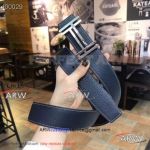 Perfect Replica Hermes Dark Blue Belt With Two I-Shape Stainless Steel Buckle